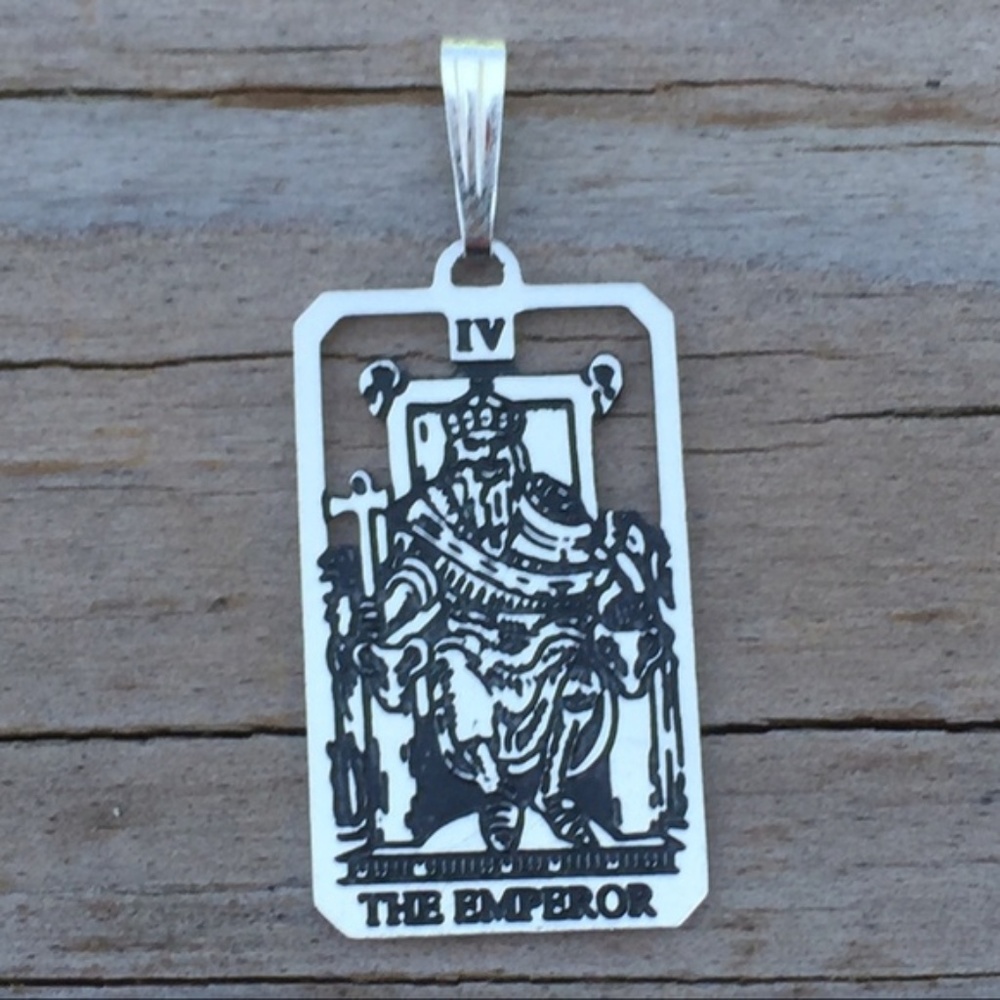 Emperor Tarot Card Pendant .925 Sterling Silver